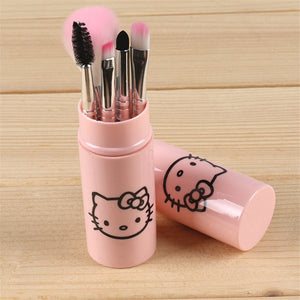 5pcs/set pink kitty makeup brushes set Eyelashes lip Brush mini cute Beauty Tools kit Bucket Portable pincel maquiagem brochas