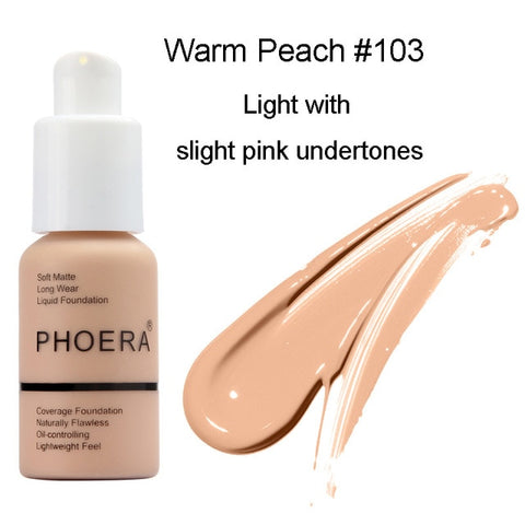 PHOERA Foundation Base Makeup Matte Liquid Foundation Cream Full Coverage Oil Control 30ml Natural Pro Concealer Maquiagem TSLM1