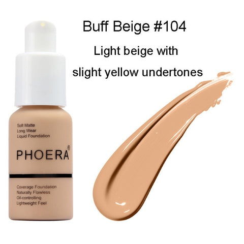 PHOERA Foundation Base Makeup Matte Liquid Foundation Cream Full Coverage Oil Control 30ml Natural Pro Concealer Maquiagem TSLM1