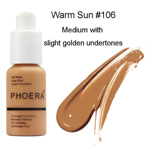 PHOERA Foundation Base Makeup Matte Liquid Foundation Cream Full Coverage Oil Control 30ml Natural Pro Concealer Maquiagem TSLM1