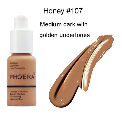 PHOERA Foundation Base Makeup Matte Liquid Foundation Cream Full Coverage Oil Control 30ml Natural Pro Concealer Maquiagem TSLM1