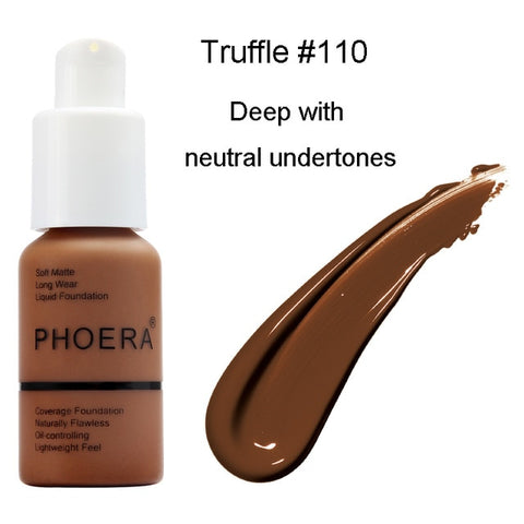 PHOERA Foundation Base Makeup Matte Liquid Foundation Cream Full Coverage Oil Control 30ml Natural Pro Concealer Maquiagem TSLM1