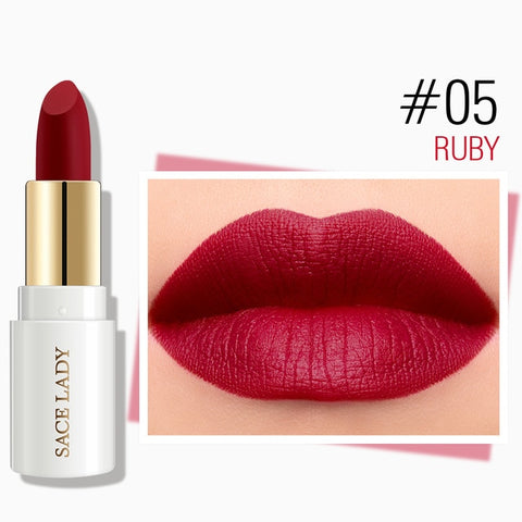 SACE LADY 9 Colors Lips Makeup Waterproof Silky Matte Lipstick Long Lasting Moisture Lipstick Matte Red Lip stick Cosmetic